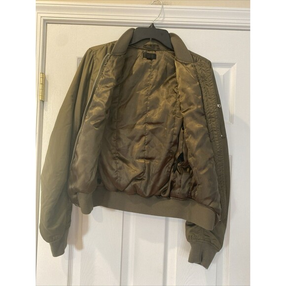 Olive Green Military Bomber Style Jacket Topshop Size 2 - Picture 5 of 7